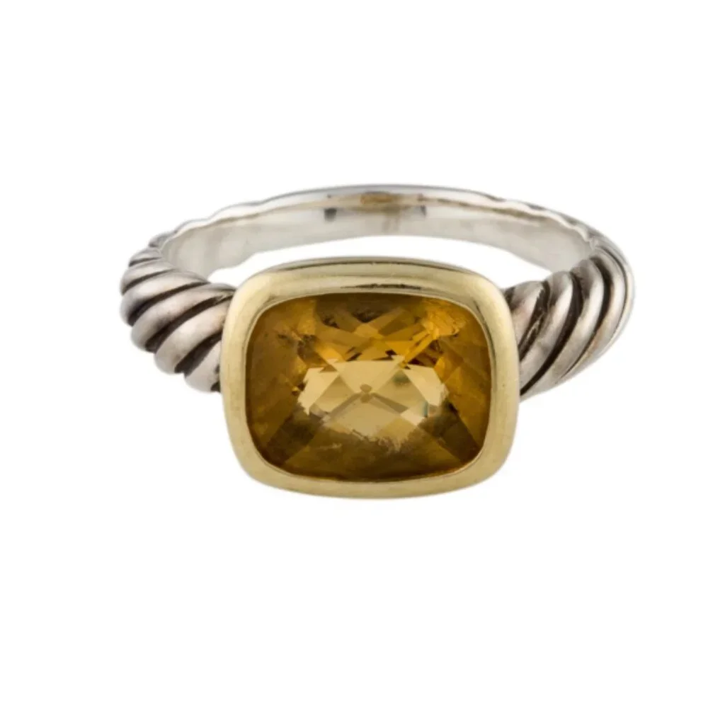 David Yurman Two-Tone Citrine Albion Ring 7 - Picture 2 of 7